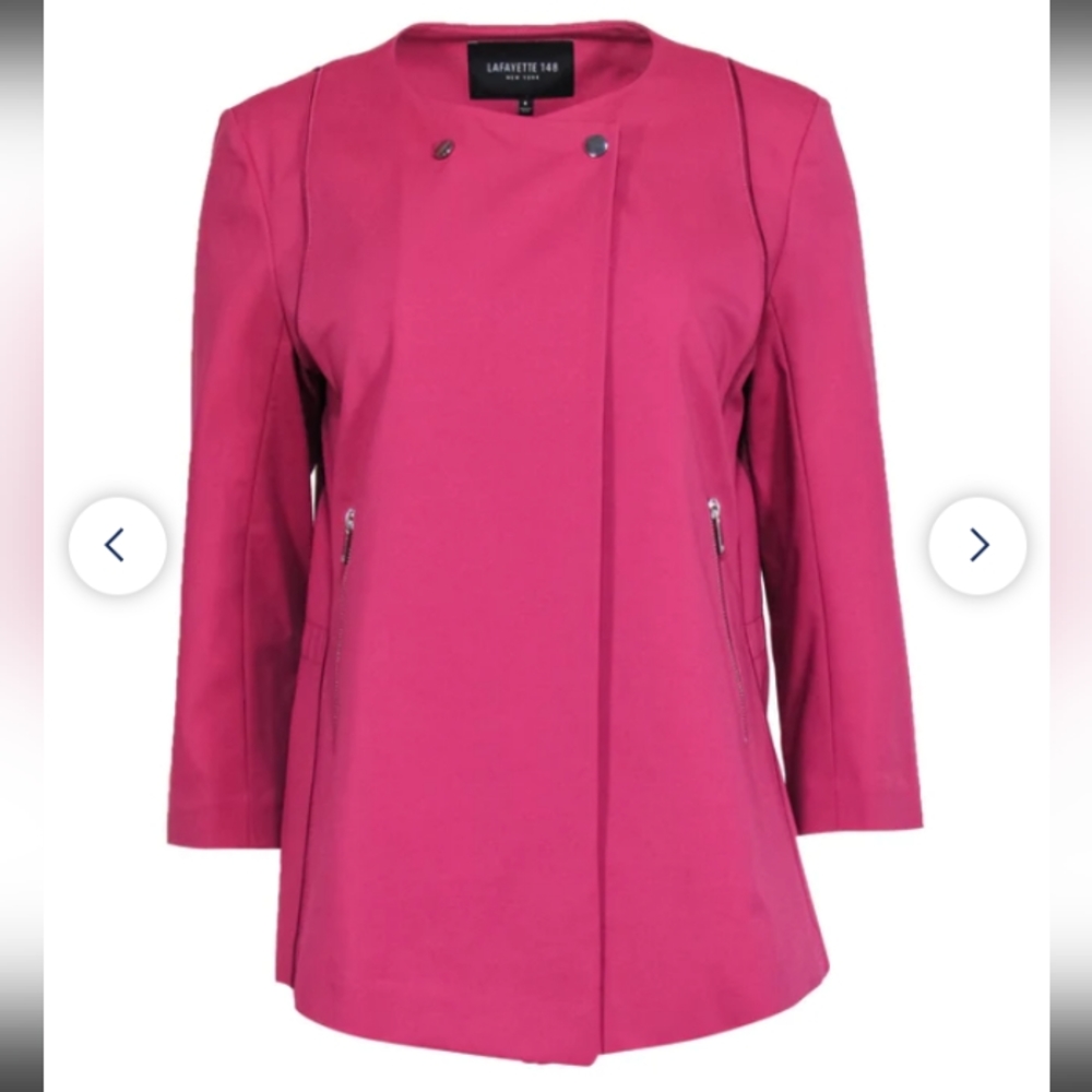 LAFAYETTE 148 Berry Pink Moto Style Blazer Jacket Size 6.